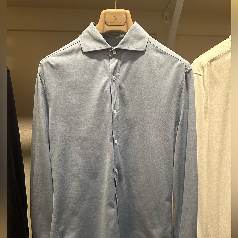 Brunello Cucinelli men’s button down 100% cotton slim fit shirt, size M + hanger